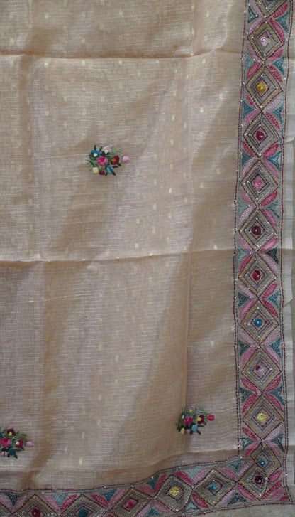 Tissue Kota Saree - Peach