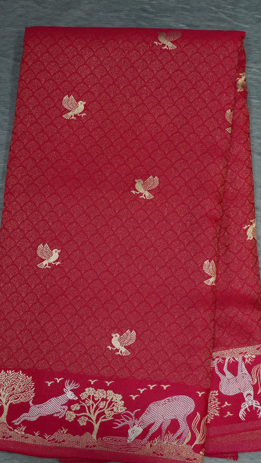 Banarasi Tussar saree- Rani Pink