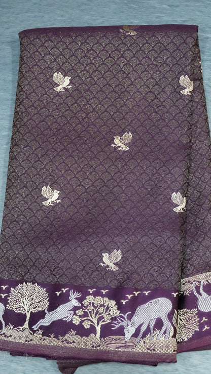 Banarasi Tussar saree- Wine