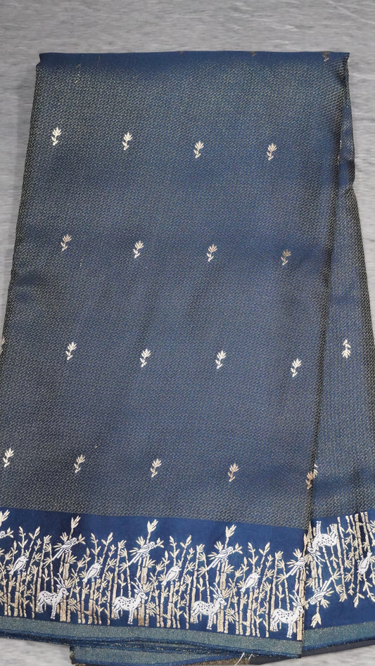 Banarasi Tussar saree- Peacock Blue