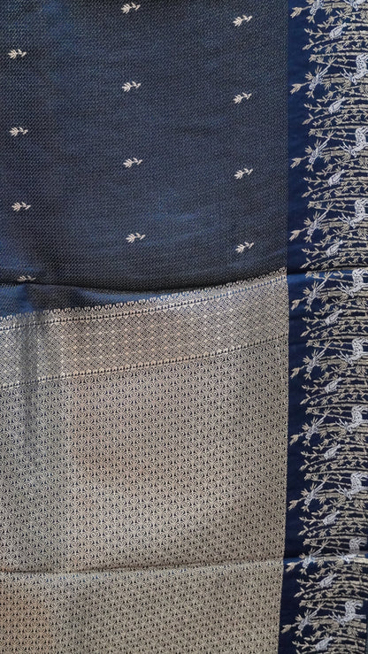Banarasi Tussar saree- Peacock Blue
