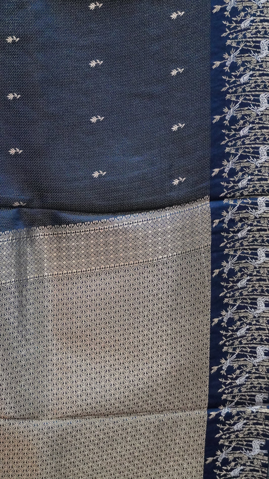 Banarasi Tussar saree- Peacock Blue