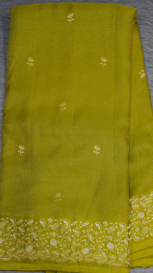 Banarasi Tussar saree- Olive Green