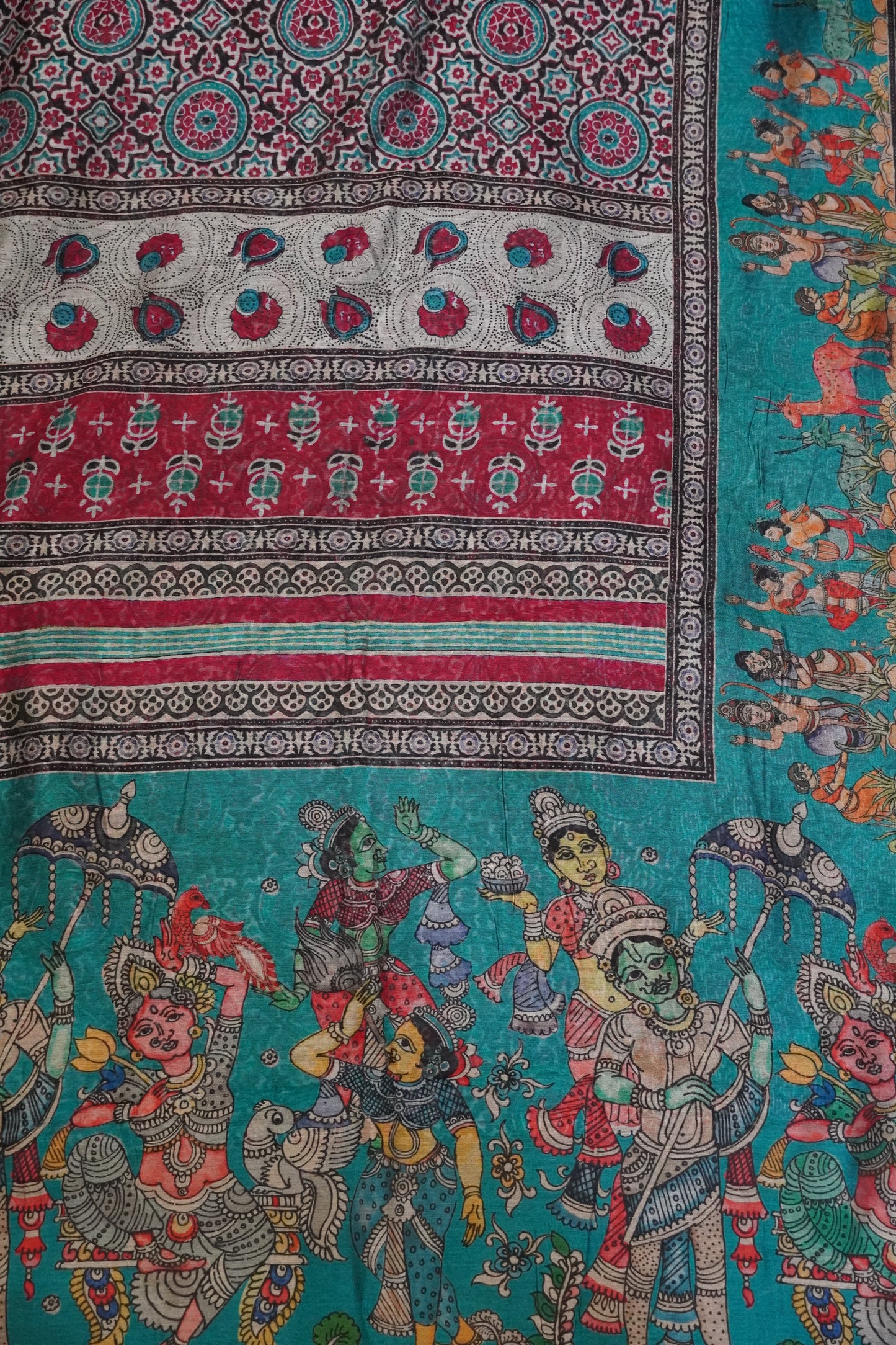 Mal Chanderi Saree - Peacock Green