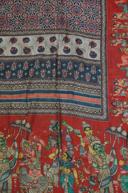 Mal Chanderi Saree - Maroon