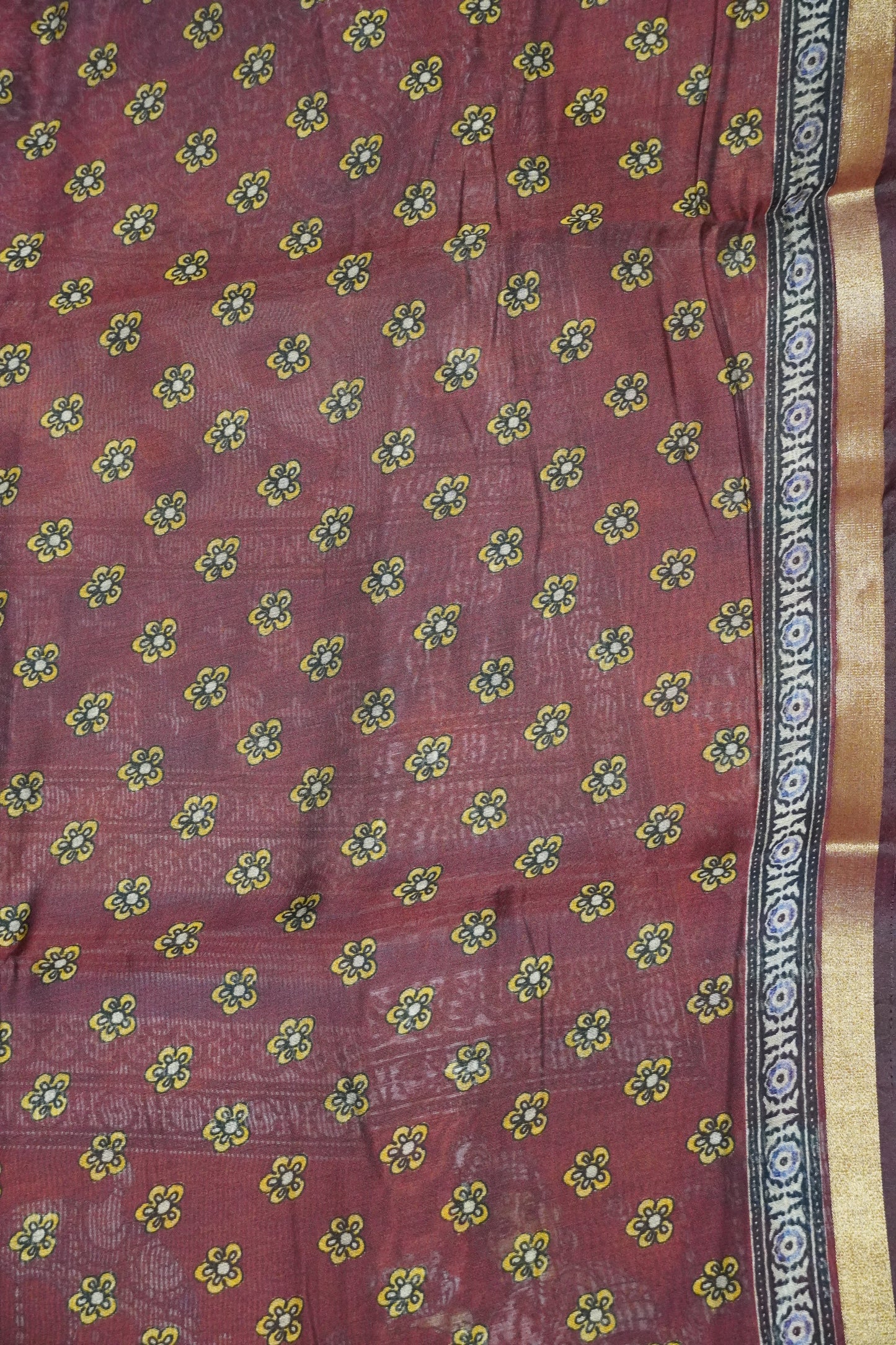Mal Chanderi Saree - Maroon