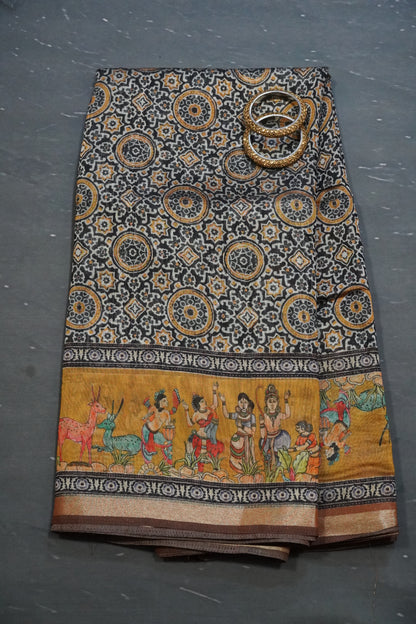 Mal Chanderi Saree - Mustard