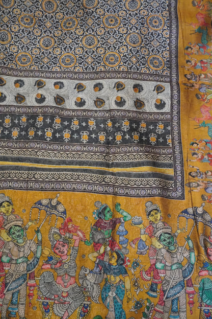 Mal Chanderi Saree - Mustard