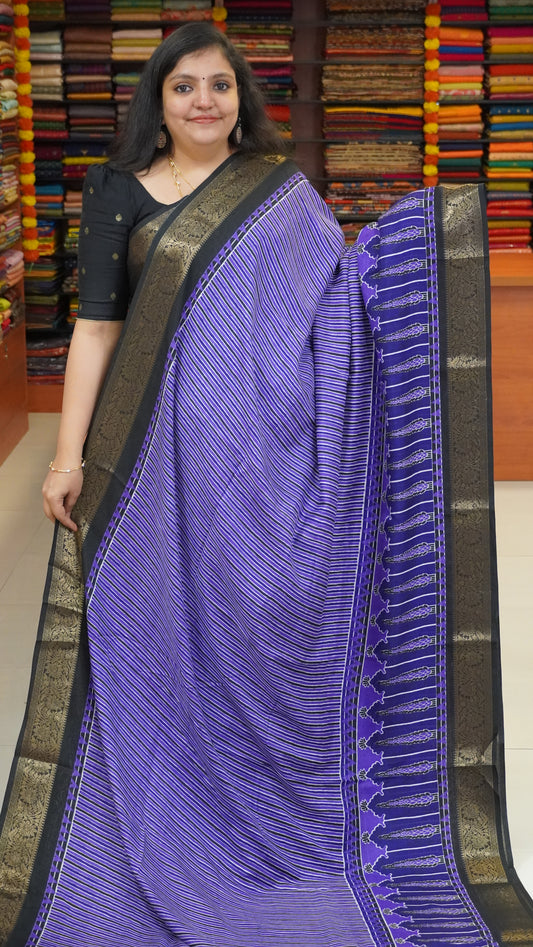 Shiffon Saree Ajrakh Print - Violet