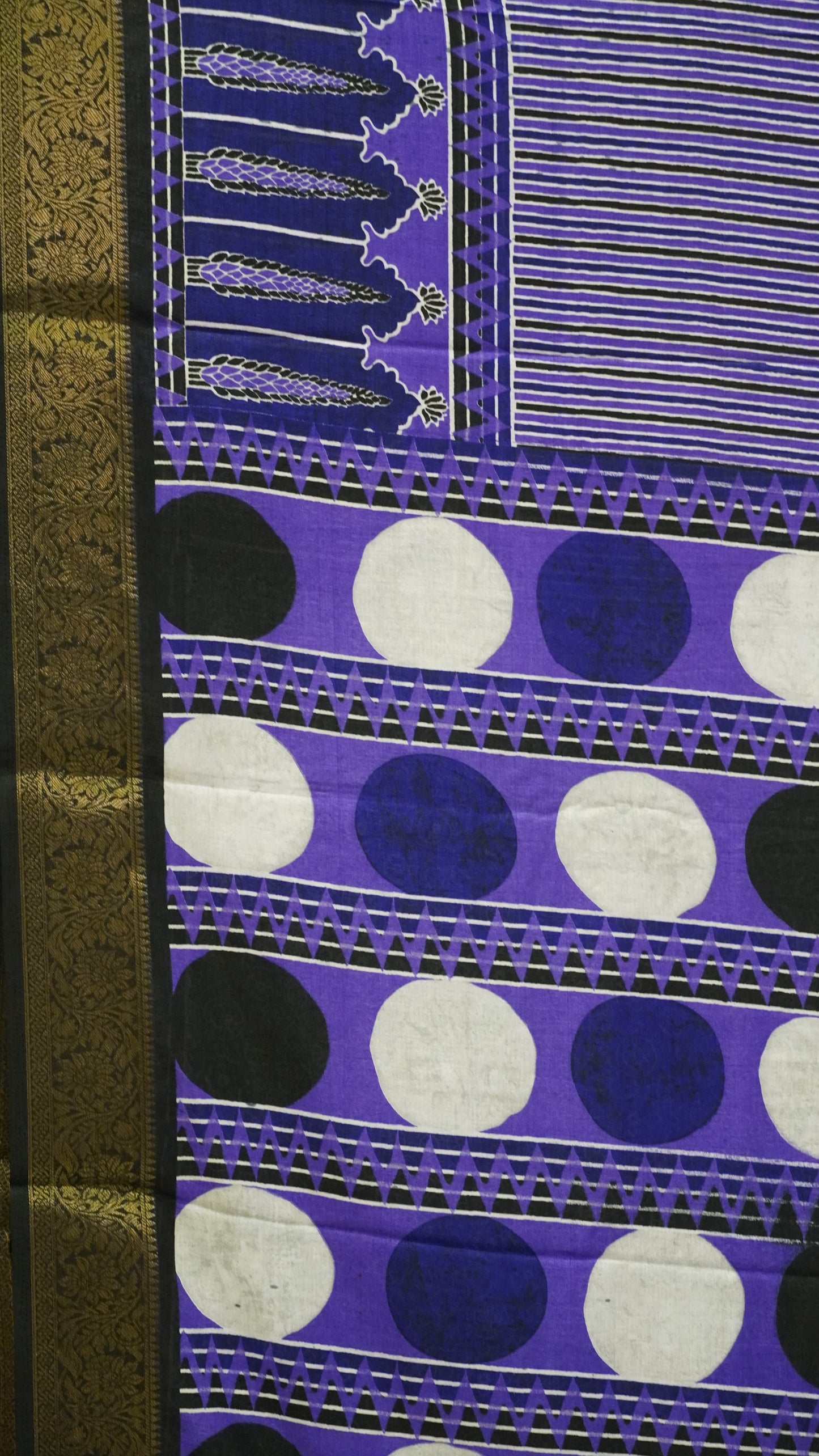 Shiffon Saree Ajrakh Print - Violet