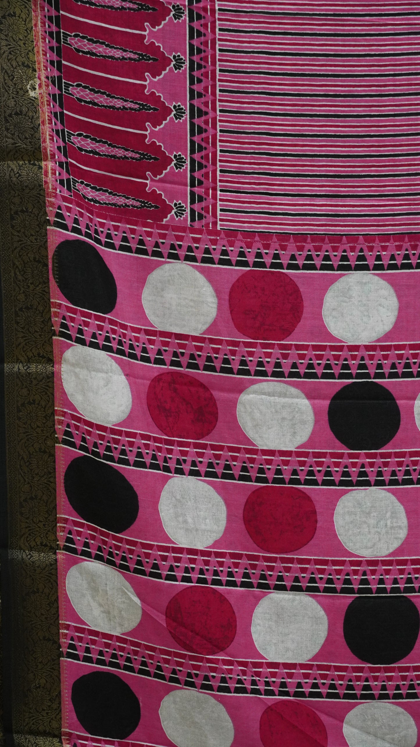 Shiffon Saree Ajrakh Print - Pink