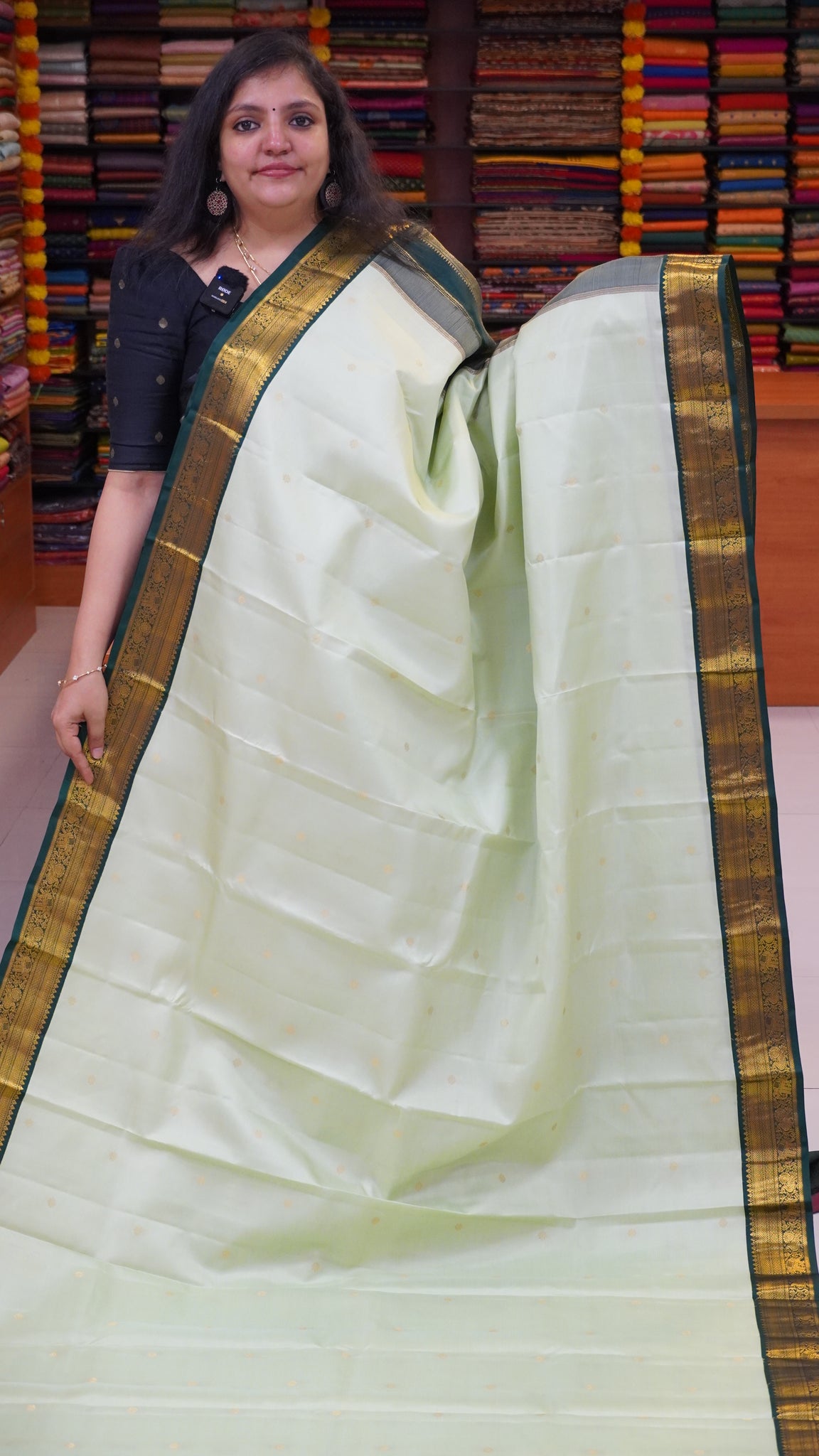 Pure Kanchipuram Saree Korvai Border - Pista Green