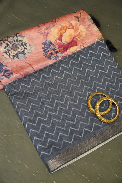 Tissue Tussar Saree - Pale Pink