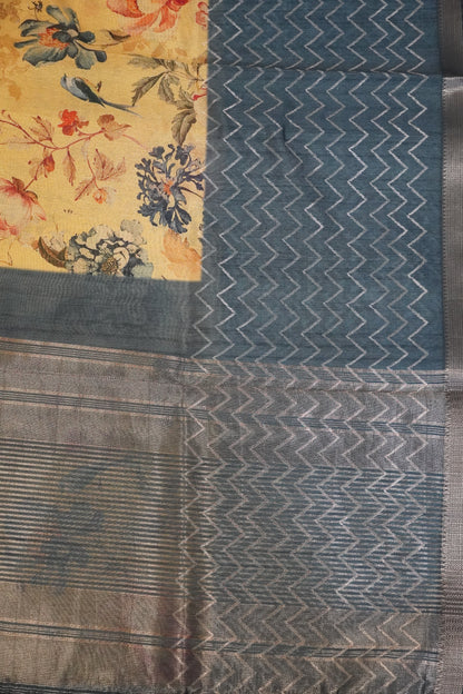 Tissue Tussar Saree - Yellow