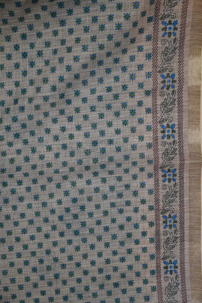 Linen Saree - Bandhini - Peacock Blue