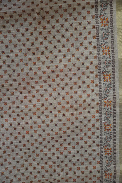 Linen Saree - Bandhini - Light Brown