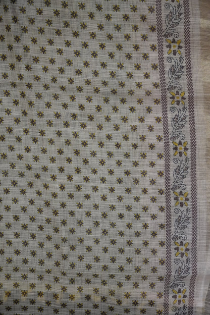 Linen Saree - Bandhini - Green