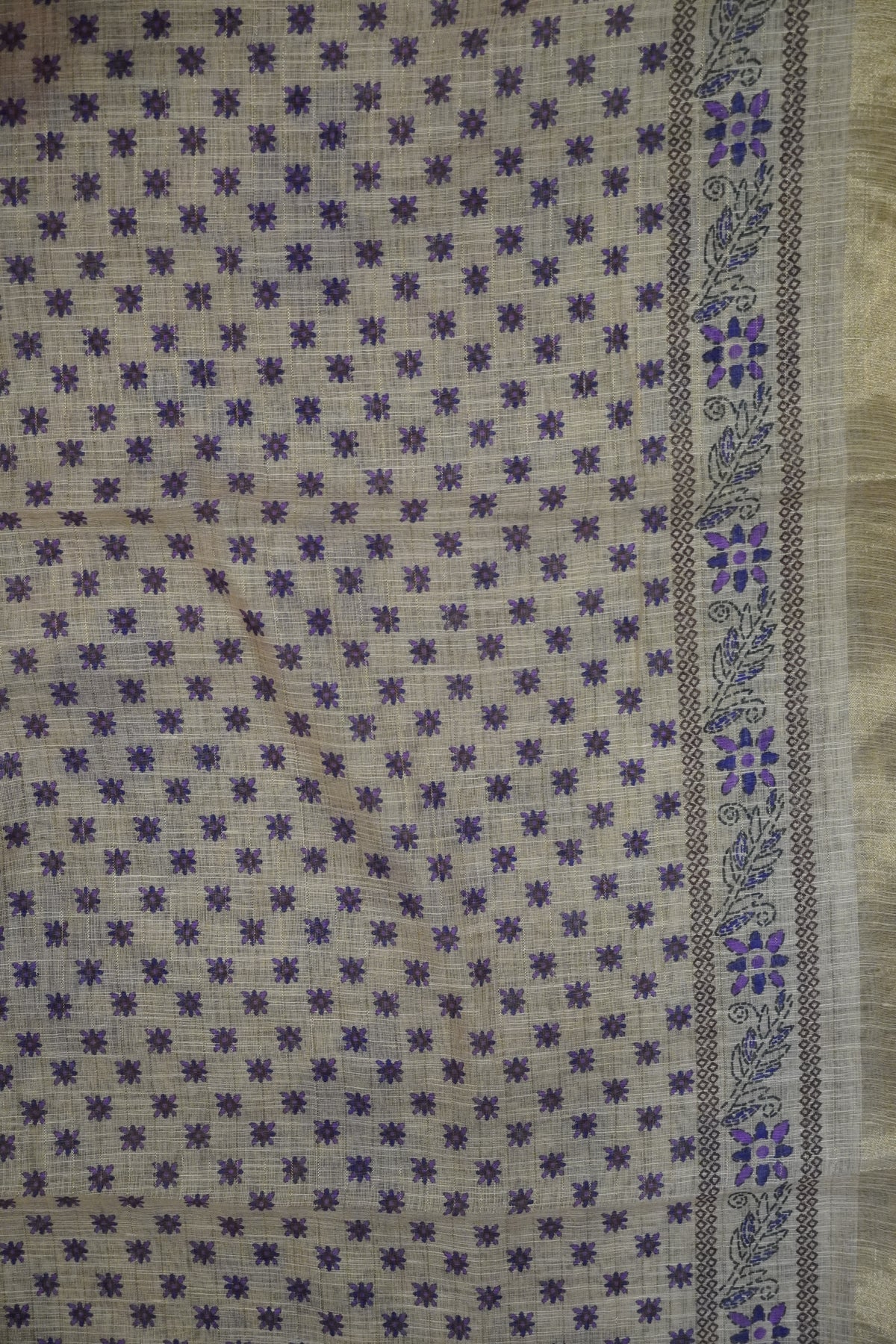 Linen Saree - Bandhini - Orange