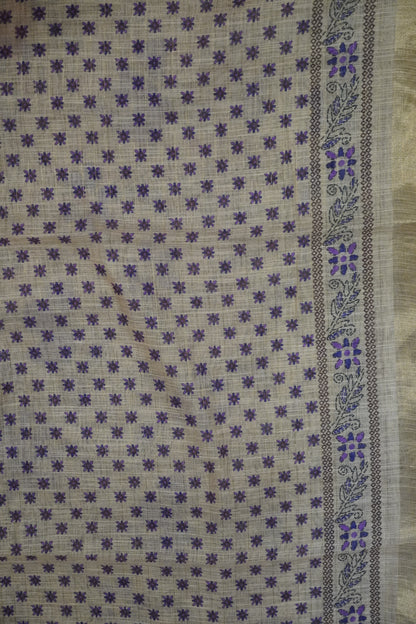 Linen Saree - Bandhini - Orange