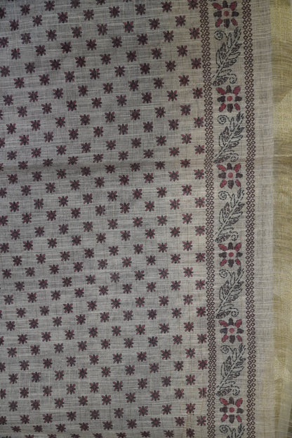 Linen Saree - Bandhini - Black