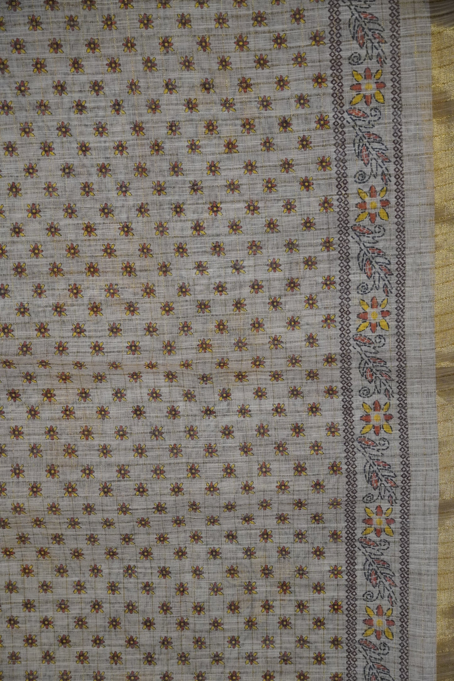 Linen Saree - Bandhini - Yellow