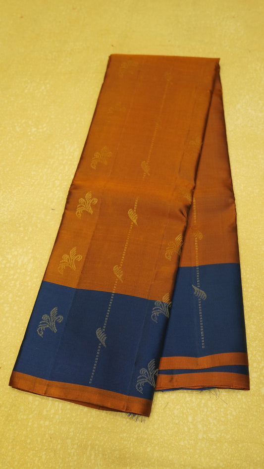 Pure Double Wrap Soft Silk Saree-Chocolate Brown
