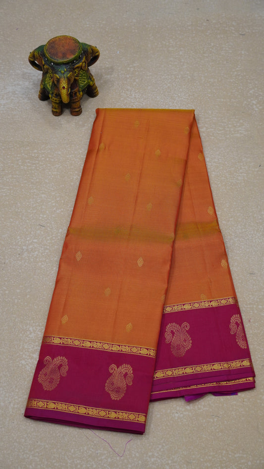 Pure Kanjivaram Silk Saree - Orange
