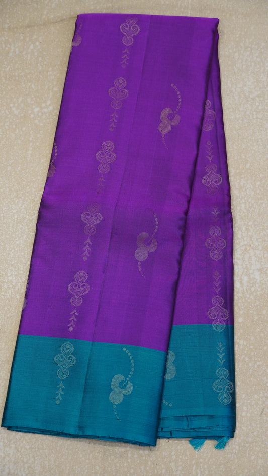 Pure Double Wrap Soft Silk Saree-Purple