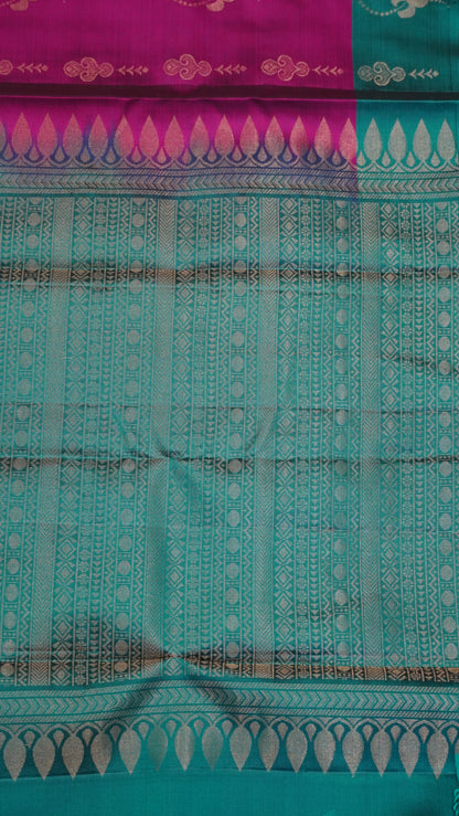 Pure Double Wrap Soft Silk Saree-Purple