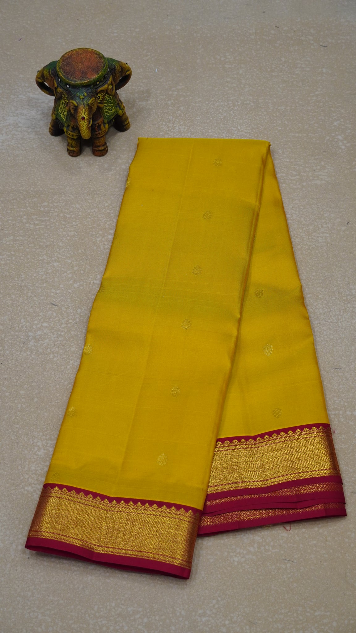 Pure Kanchipuram Silk Saree - Mustard