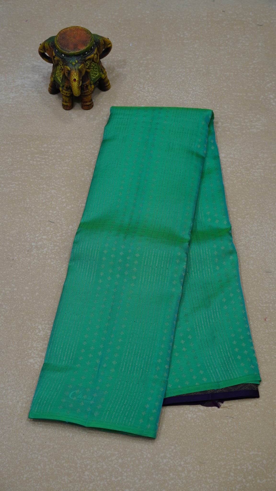 Pure Soft Silk Saree 1  1/2 Warp- Teal Green