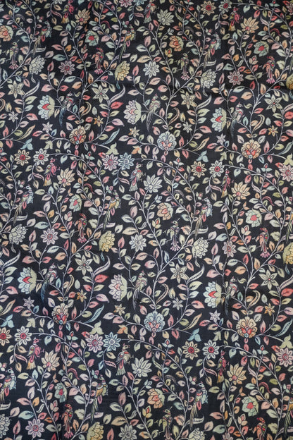 Semi Tussar Saree - Beige - Black