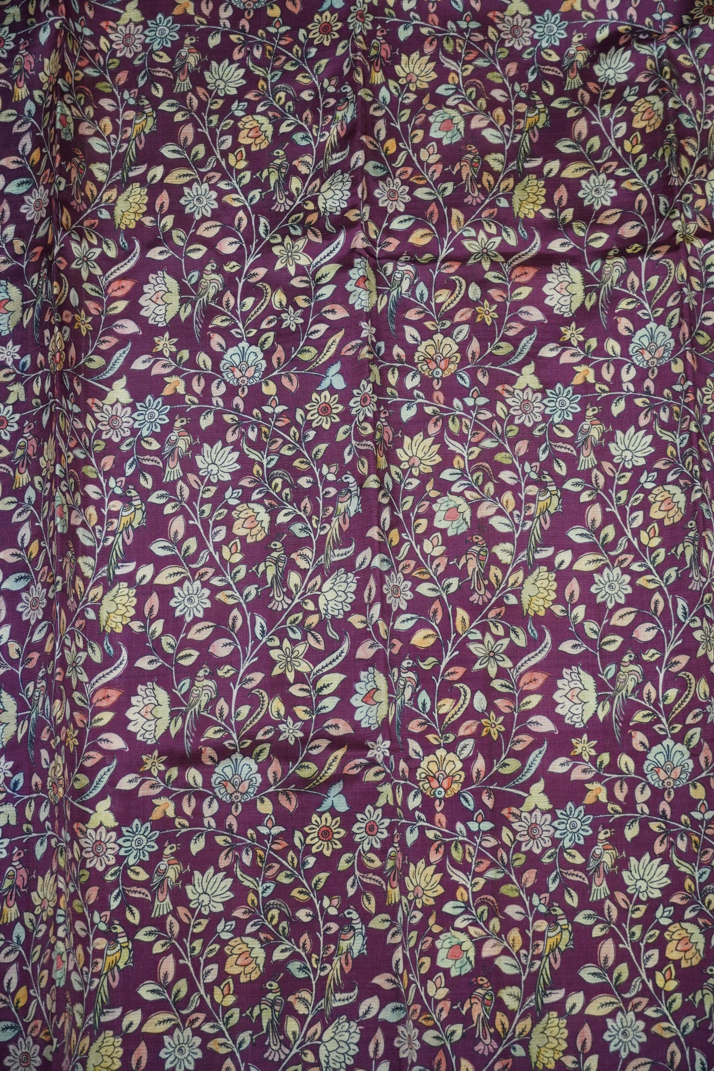 Semi Tussar Saree - Beige - Wine
