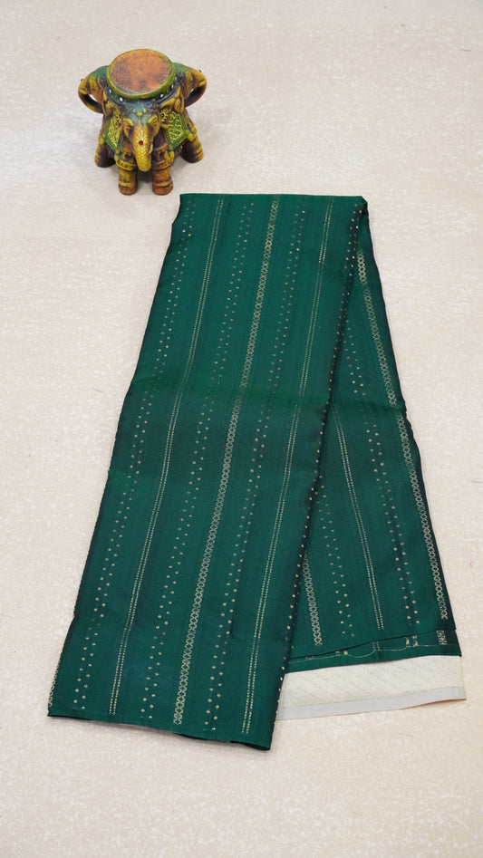 Soft Silk Saree 1  1/2 Warp - Bottle Green