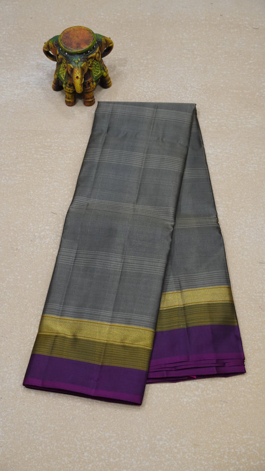 Pure Kanjivaram Silk Saree - Metallic Grey