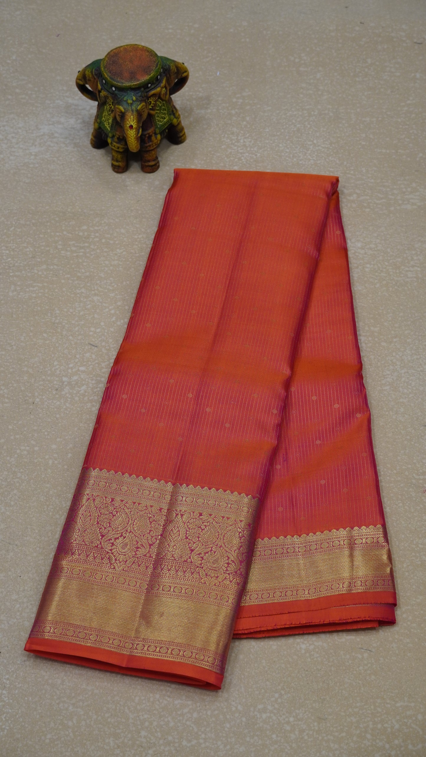 Pure Kanjivaram Silk Saree - Orange