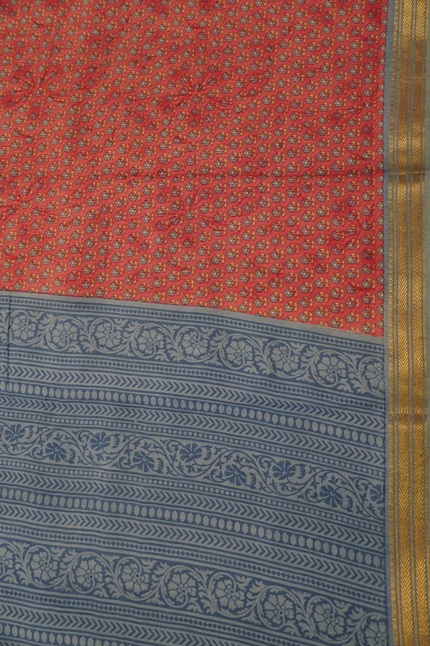 Crepe Silk Saree - Mini Floral Pink