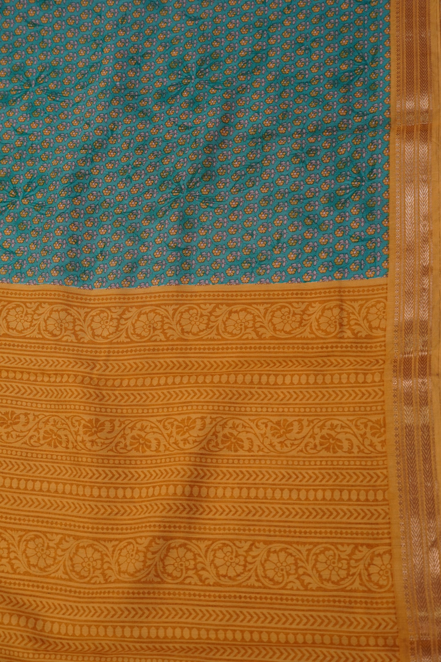 Crepe Silk Saree - Mini Floral Green