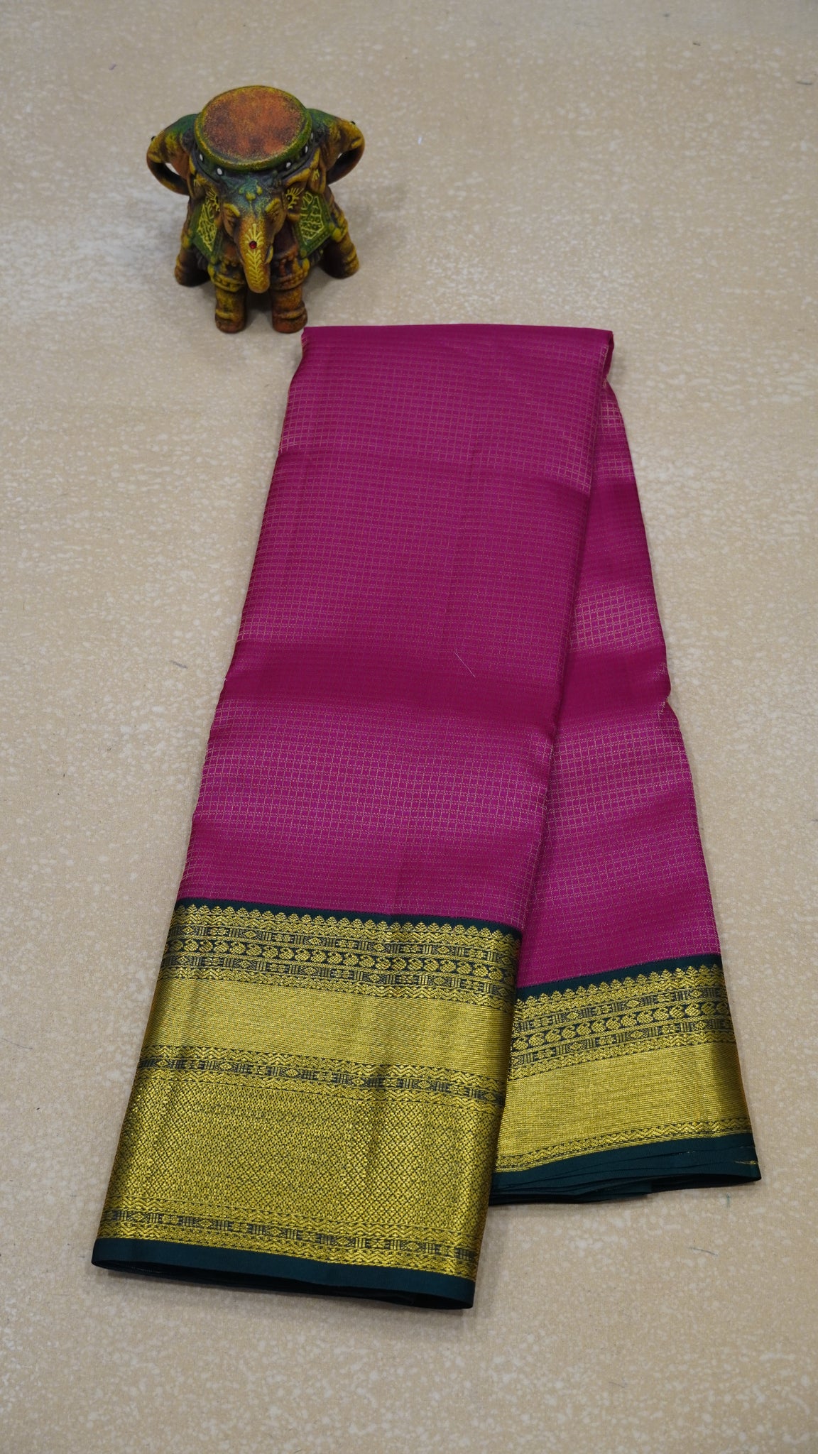 Pure Kanchipuram Silk Saree - Rani Pink