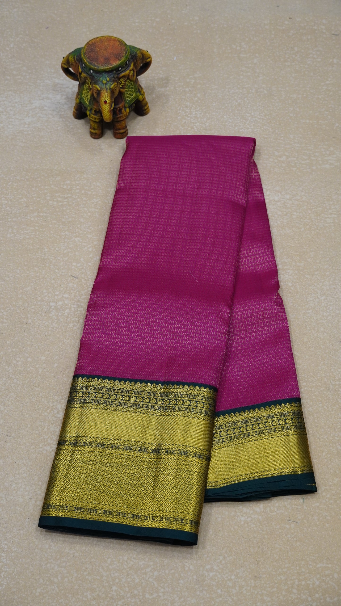 Pure Kanjivaram Silk Saree - Rani Pink