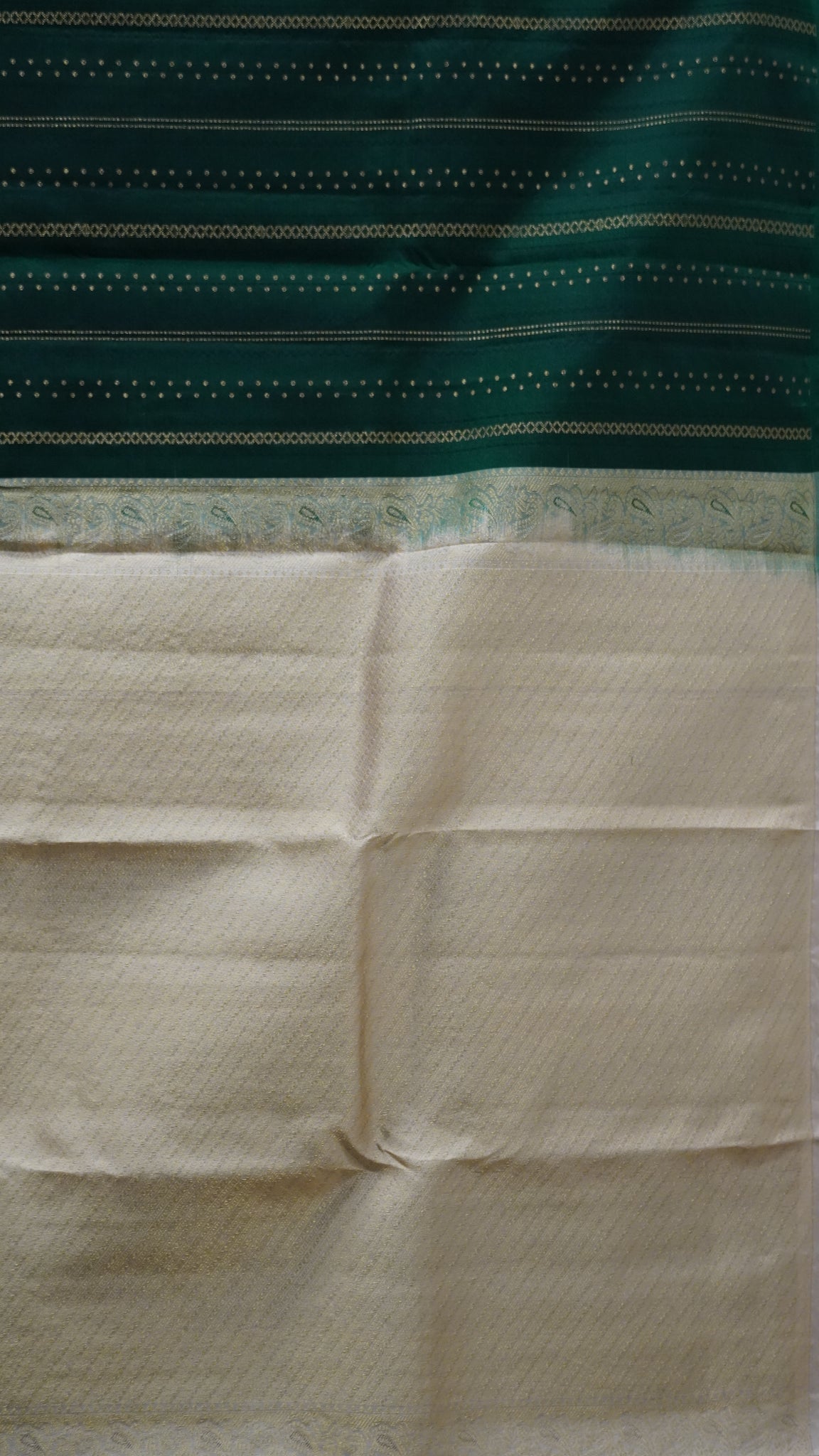 Pure Soft Silk Saree 1  1/2 Warp - Bottle Green