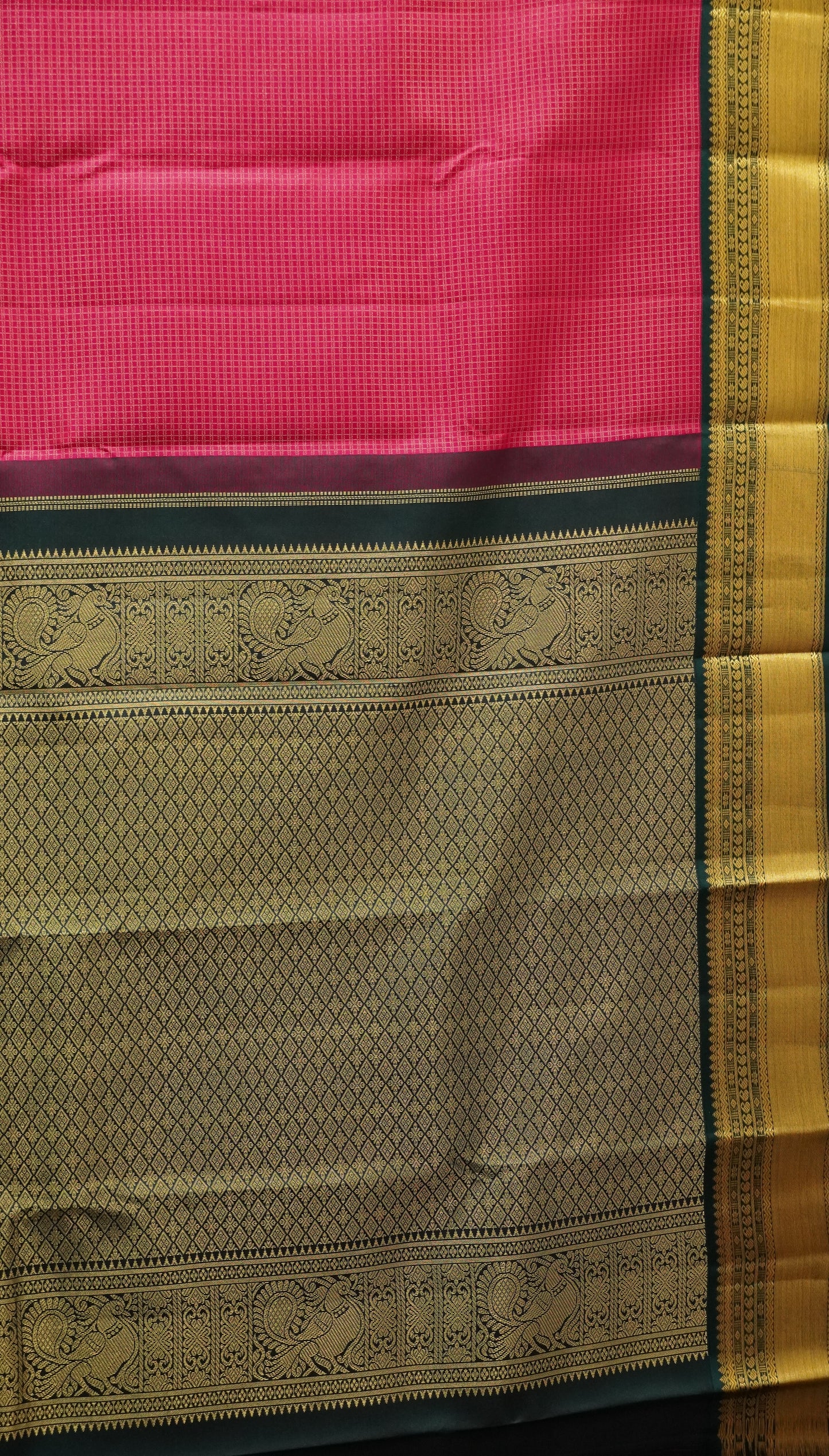 Pure Kanjivaram Silk Saree - Rani Pink