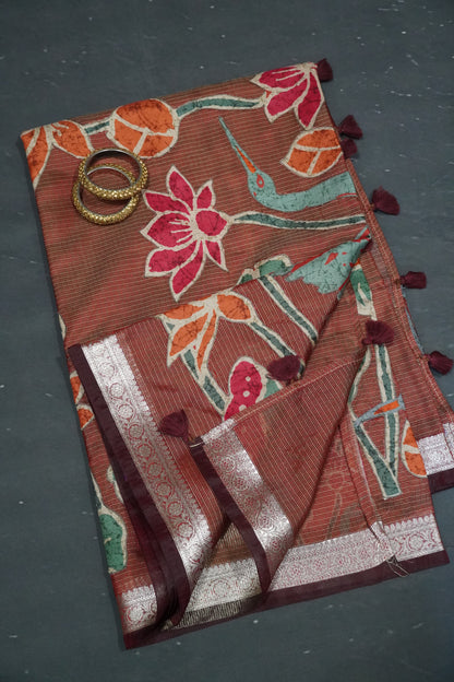 Tissue Kota Saree - Pichwai Maroon