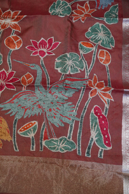 Tissue Kota Saree - Pichwai Maroon
