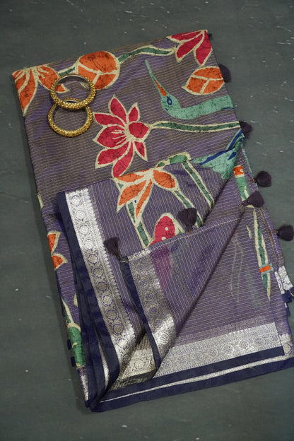 Tissue Kota Saree - Pichwai Purple