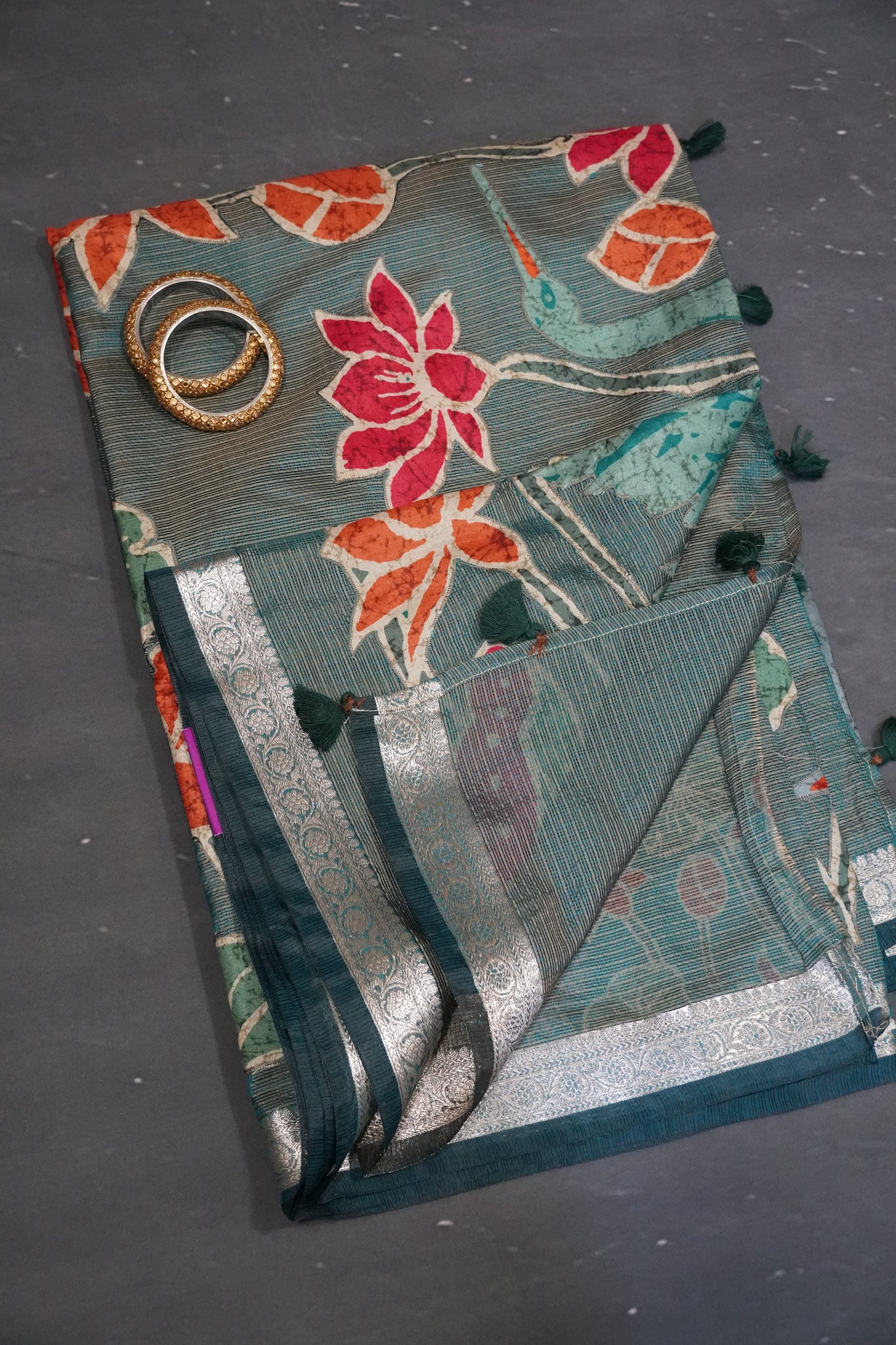 Tissue Kota Saree - Pichwai Peacock Green