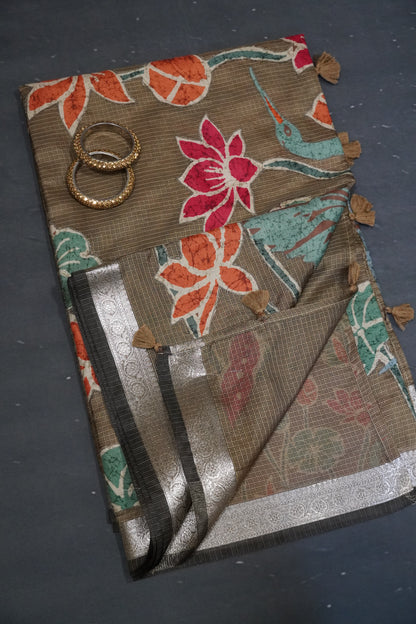 Tissue Kota Saree - Pichwai Beige
