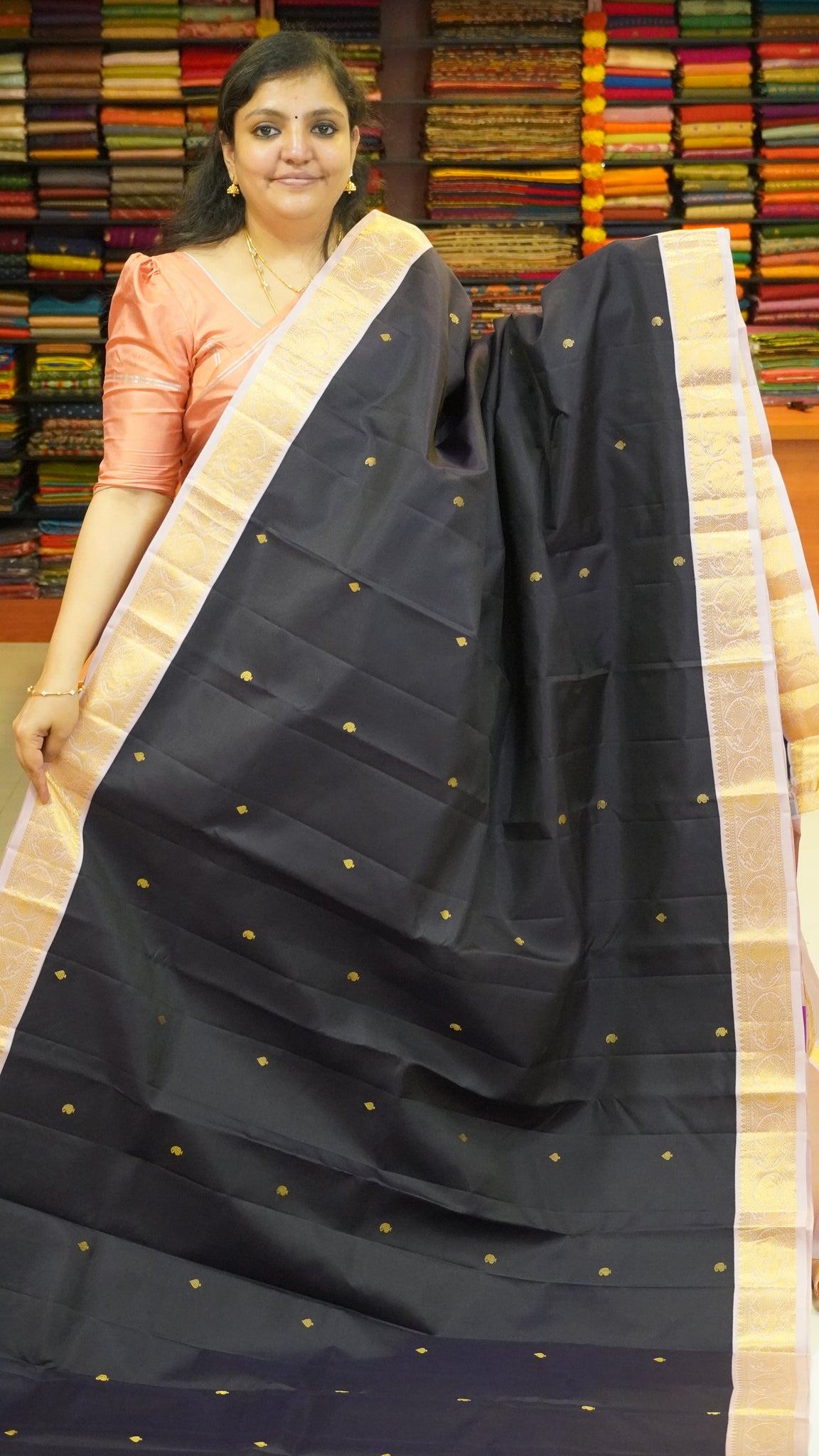 Pure Kanchipuram Silk Saree - Dark Purple