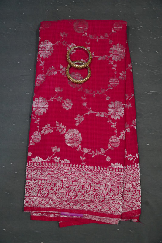 Banarasi Georgette Saree - Rani Pink