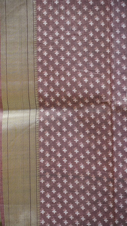 Semi Tussar Saree with Abstract Print - Grey